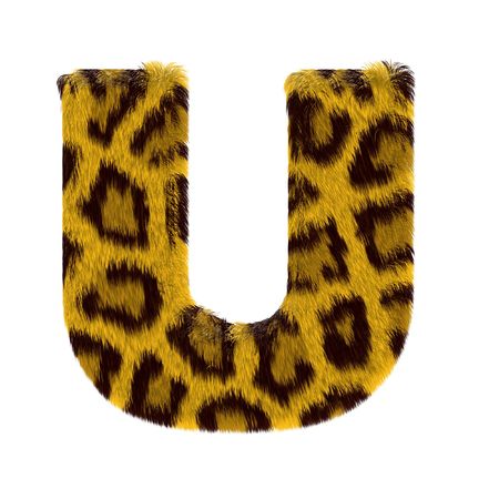 Letter from tiger style fur alphabet. Isolated on white background.の写真素材