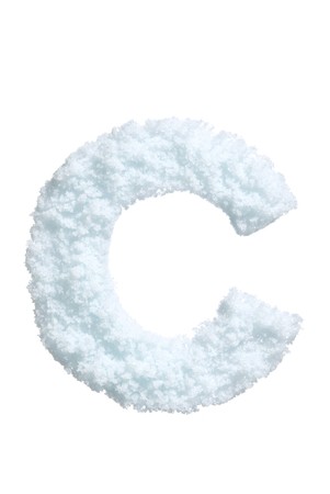 Letter from snow style alphabet. Isolated on white background. の写真素材