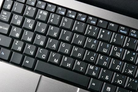 Laptop keyboard closeup. top viewの写真素材