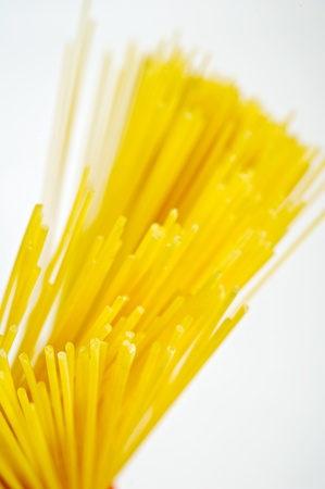 Closeup spaghetti isolated on white backgroundの写真素材