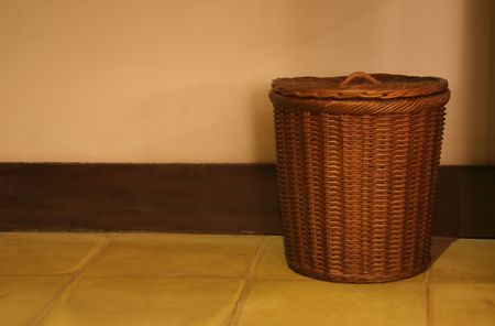 Dustbin in a hotel interiorの写真素材