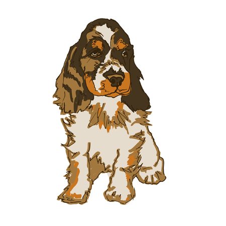 Portrait of a dog on white background . Symbol of the year 2018. Vector illustration.のイラスト素材