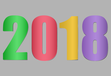 New year 2018 paper cut colorful numbers on gray illustration.のイラスト素材