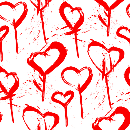 Heart candy lollipop seamless pattern. Sweet decorative food print. Valentines Day background. Vector illustrationのイラスト素材