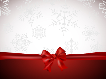 Holiday background with red bow, background with snowflakes and place for text. Vector Illustration.のイラスト素材