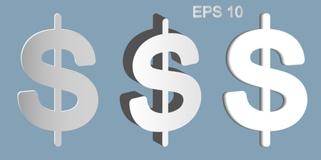 Dollars sign illustration. USD currency symbol. Money label. Set of symbols from various materials on a gray background. Vector illustrationのイラスト素材
