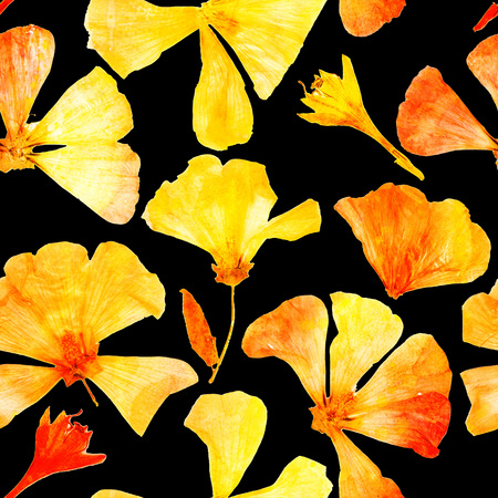 Seamless pattern - bright floral print. Watercolor hand drawn texture. Background for textile decor and design. Botanical wallpaper.の写真素材