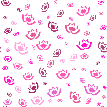 Seamless pattern of pink lotuses on a white background. Vector illustrationのイラスト素材