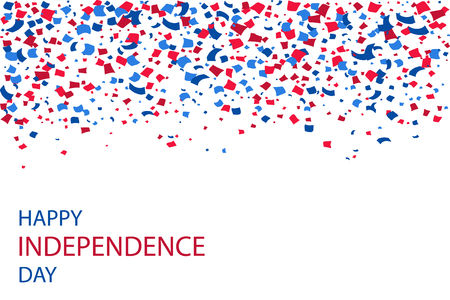 USA Independence Day serpentine slices flying background. Holiday confetti in US flag colors for Independence Day.  Vector illustrationのイラスト素材