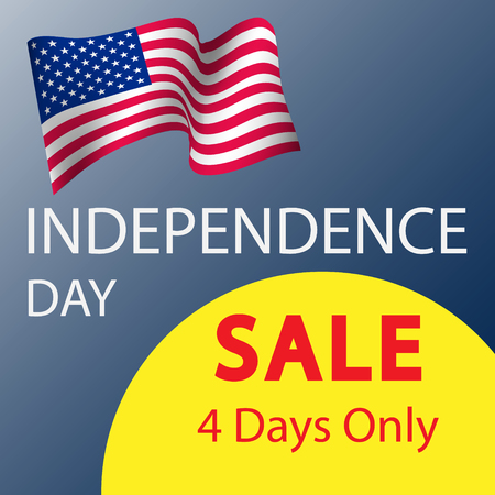Fourth of july, Independence Day Sale banner template design. Vector illustrationのイラスト素材
