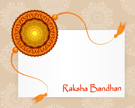 Raksha Bandhan Festival Greeting Card Template. Beautiful background with illustration of rakhi. Design Vector Illustrationのイラスト素材
