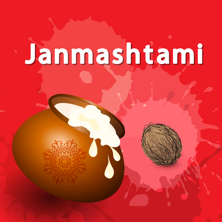 Creative illustration,poster or banner for Indian festival of Janmashtami Celebration. Vector illustrationのイラスト素材