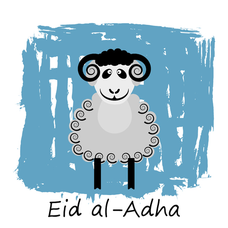 Muslim holiday Eid al-Adha, the sacrifice a sheep. Graphic design decoration kurban bayrami.  Vector illustration.のイラスト素材