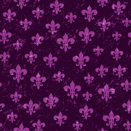 Mardi Gras carnival seamless pattern with masquerade elements fleur de lis. Fleur-de-Lis lily symbol for masquerade carnival. For greeting card, banner, gift packaging, poster. Vector illustrationのイラスト素材
