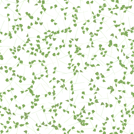 Seamless pattern young leaves seedlings on a white background. Raw sprouts, microgreens, healthy eating concept. Vector illustrationのイラスト素材