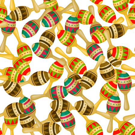 Seamless pattern of Mexican culture symbols maracas. Vector illustrationのイラスト素材