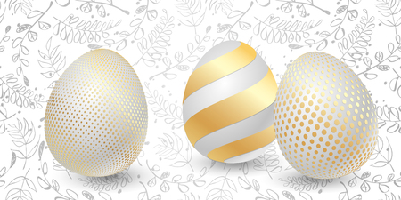 Happy Easter greeting card with golden eggsのイラスト素材