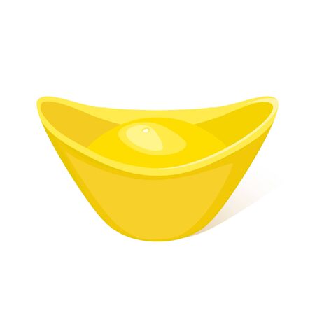 Chinese golden ingot  with shadow isolated on white background. Chinese gold ingot realistic vector illustration for Chinese new yearのイラスト素材