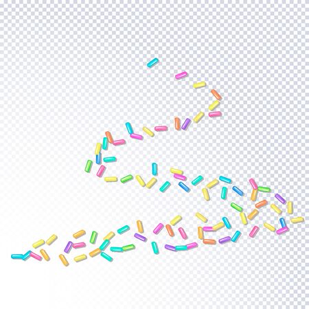 Sprinkle with grains of desserts. Abstract pattern  on a transparent background. Design for holiday designs, party, birthday, invitation. Vector sweet confettiのイラスト素材