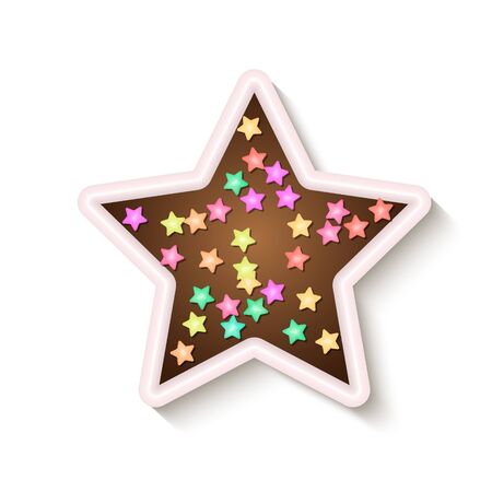 Sprinkle with grains of desserts. Abstract pattern with sprinkles grainy of black chocolate christmas star. Design for holiday designs, party, birthday, invitation. Vectorのイラスト素材