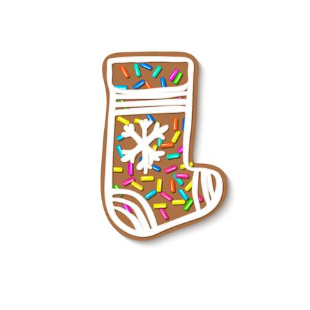 Christmas gingerbread sprinkles grainy. Sweet confetti on white chocolate glaze and Christmas gingerbread. Vector Illustration for holiday designs, party, birthday, invitation.のイラスト素材