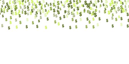 Horizontal Seamless Pattern of the symbols of dollar currency. Green vector background with signs of dollars. The pattern can be used for your ad, poster, banner of USD money.のイラスト素材