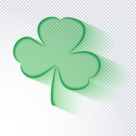 St. Patrick's Day holiday background. Transparent outline clover leaf on a transparent background. Ideal for greeting card, poster and web template. Stylish modern icon shamrock. Vectorのイラスト素材