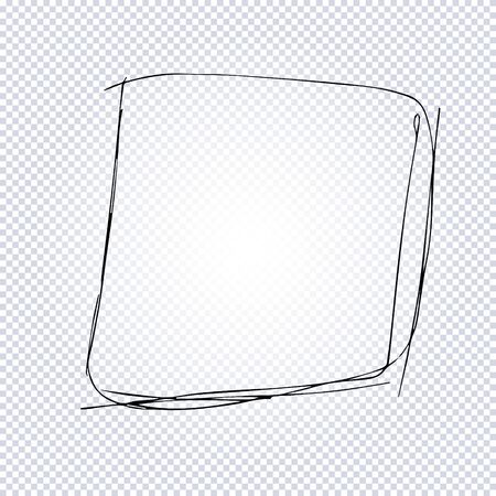 Frame, text box in grunge texture style. Black frame isolated on transparent. Hand drawn frame of texture template element for your design. Vector illustrationのイラスト素材