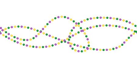 Seamless horizontal pattern beautiful yellow, green, purple beads on a white background.のイラスト素材
