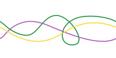 Seamless horizontal pattern beautiful yellow, green, purple beads on a white background.のイラスト素材