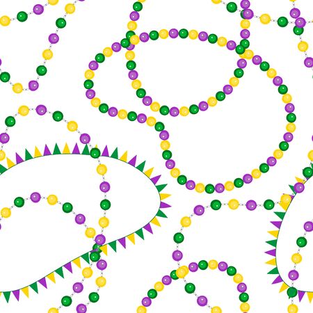 Seamless pattern beautiful yellow, green, purple beads on white background.のイラスト素材