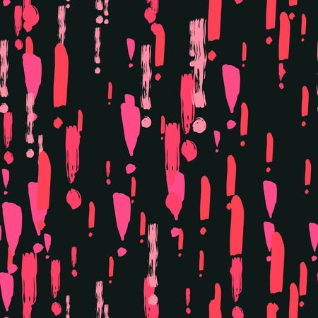 Seamless pattern with hand drawn red exclamation marks scattered on black background. Colorful poll template. Design for query background, faq, interrogation,  quiz, poll. Vector illustrationのイラスト素材