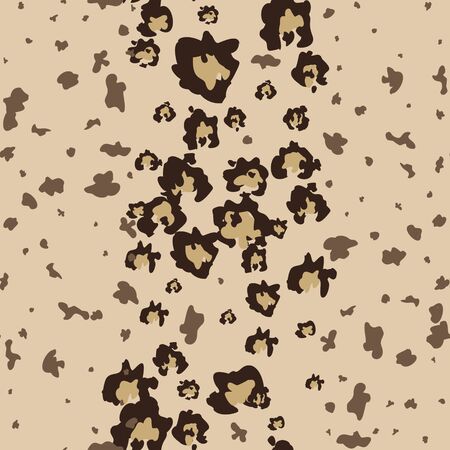 Seamles faux leopard skin pattern with hand drawn dark spots. Vector illustration animal repeat...