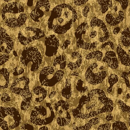 Seamles faux leopard skin pattern with hand drawn dark spots. Abstract animal print. Illustration animal repeat surface pattern. Vector template for the design of fabrics, bags, furniture trimのイラスト素材