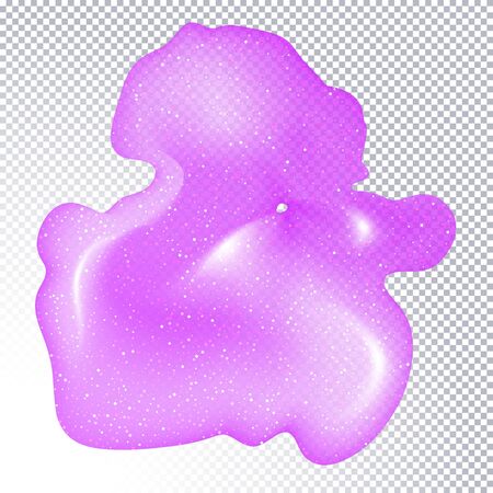Glitter slime dripping isolated on transparent background. Glossy goo purple slime blots. Realistic radioactive slime  drips and flowing.  Popular kids sensory toy vector illustrationのイラスト素材