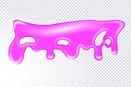 Glitter slime dripping isolated on transparent background. Glossy goo purple slime blots. Realistic radioactive slime drips and flowing. Popular kids sensory toy vector illustrationのイラスト素材