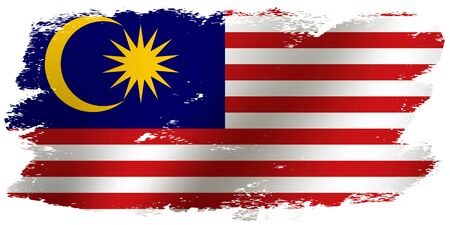 Grunge brush stroke with Malaysia national flag. Waving flag of Malaysia for celebration Hari Merdeka. Decorative design elements for Malaysian national holidays. Vectorのイラスト素材