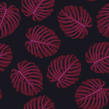 Exotic monstera leaves seamless patternのイラスト素材