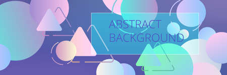 Modern blurred holographic gradient background and gradients geometric shapes. Trendy minimal neon graphics background. Hologram colors liquid background for cover. Creative geometric vector conceptのイラスト素材