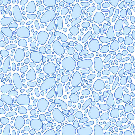 Chaotic uneven sprayed spots or dots seamless vector pattern. Shades of blue spray isolated on white. Blobs of various size abstract ornament for wrapping paper, textile, fabric print and wallpaperのイラスト素材