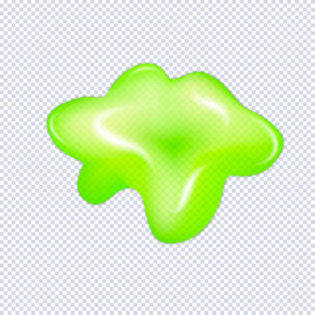Glitter slime dripping isolated on transparent background. Glossy goo green slime blots. Realistic radioactive slime drips and flowing. Popular kids sensory toy vector illustrationのイラスト素材