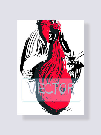 Grunge ink brush stroke on white background. Distressed quill. Modern textured pen stroke minimalistic style. Vector brushes illustration of grunge stains. Hand drawn elements for designのイラスト素材