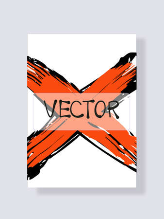 Grunge ink brush stroke on white background. Distressed quill. Modern textured pen stroke minimalistic style. Vector brushes illustration of grunge stains. Hand drawn elements for designのイラスト素材