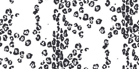Seamless faux leopard trendy skin pattern. Abstract black animal print on white background. Make...