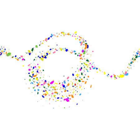 Bright colorful party polka. Explosion seamless background of bright confetti. Rainbow colors confetti dots chaotic scatter. Abstract random vector art for celebratory design, wedding theme, bannerのイラスト素材
