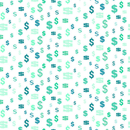 Seamless pattern dollar symbols currency. Green vector background with signs of dollars. Dollar american cash. Trendy investment pattern. Can be used for ad, poster, banner of american money exchangeのイラスト素材