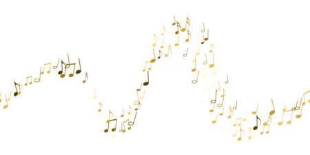 Seamless flying musical notes on white. Musical symbols for banner of festival, print design, melody recording, design back layers. Template musical notation symphony signs, notes for sound tune musicのイラスト素材