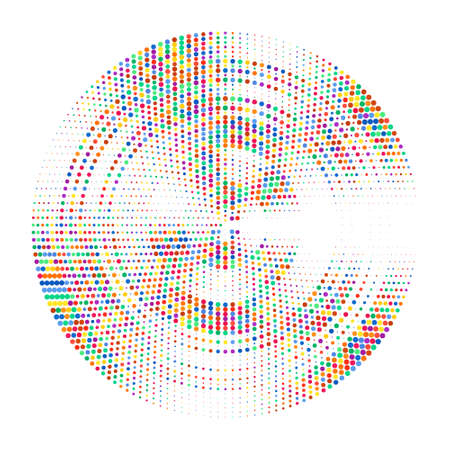 Round pattern of rainbow confetti. Abstract random grainy texture for celebratory design, Christmas decorations, wedding theme, greeting card, banner, gift packaging, poster. Vectorのイラスト素材