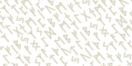 Runes placed diagonal seamless pattern. Runic alphabet, Futhark. Ancient norse occult symbols,...