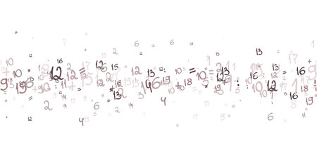 Color Number vector symbols. Seamless pattern of hand drawn brush calligraphy font randomly scattered. Mathematical background for kids. back to school. Modern wallpaper, wrapping paper, textileのイラスト素材